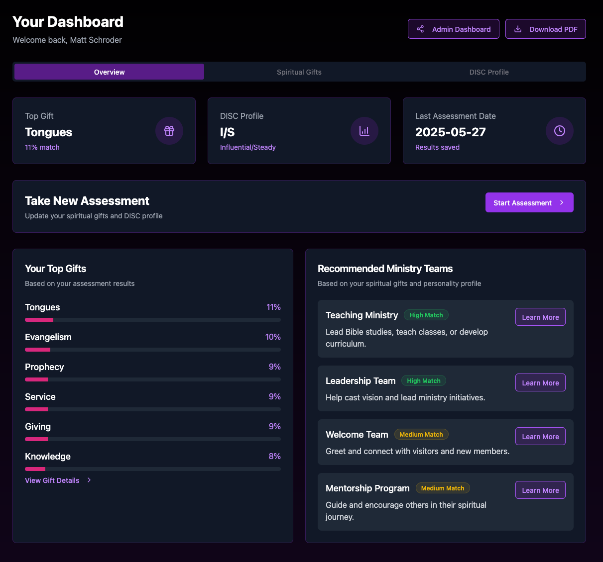 Team Matching Dashboard